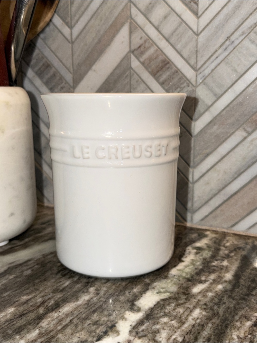 NWT Le Creuset White Ceramic Utensil Crock